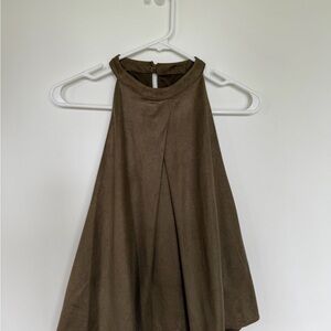 She + Sky Chic Army Green Halter Tank Top